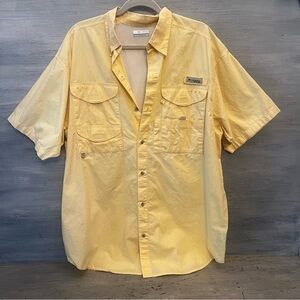 Columbia Men’s Yellow PFG Outdoor Vented Fishing Shirt Large Like New